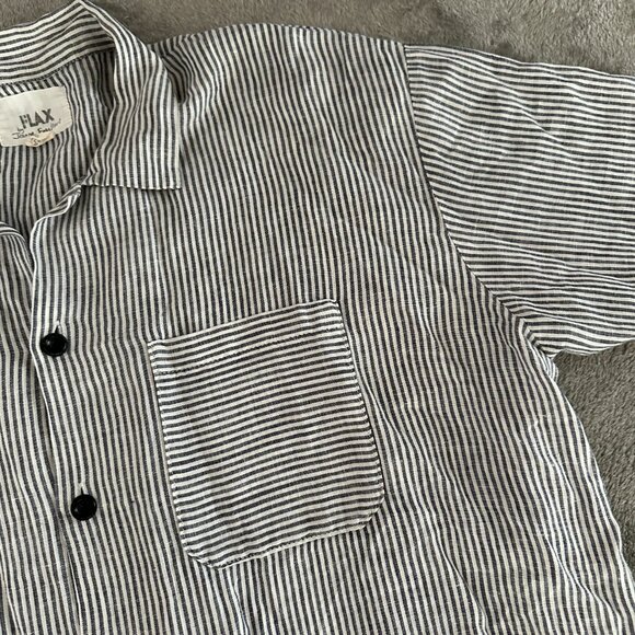 Flax Monochrome Striped Button Down Shirt - Picture 3 of 6